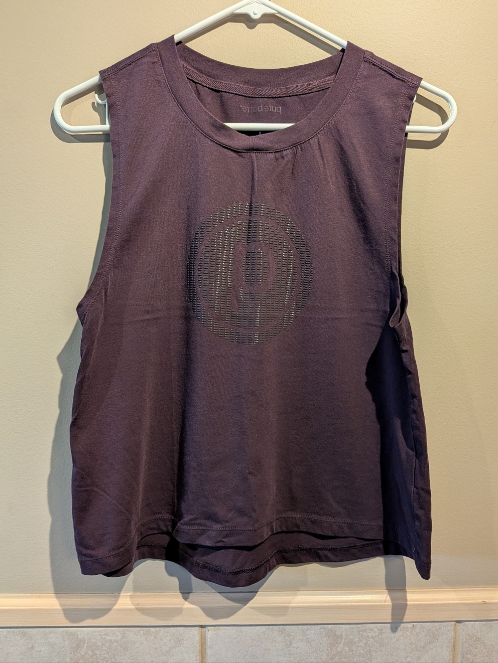 Pure Barre, Eggplant Tank, Rubberized Circle P, Size S